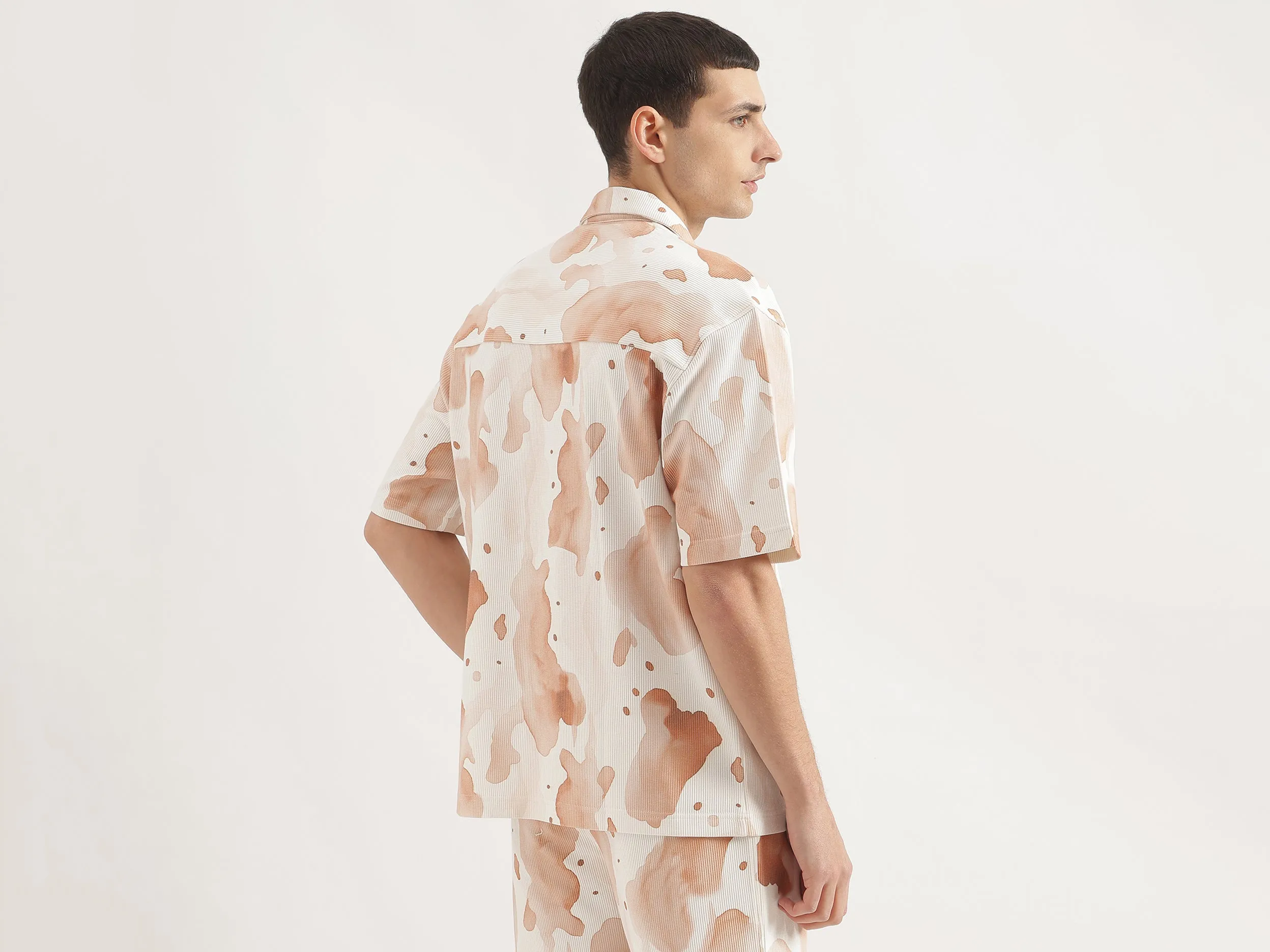 Oversized Fit Cuban Collar Printed Shirt
