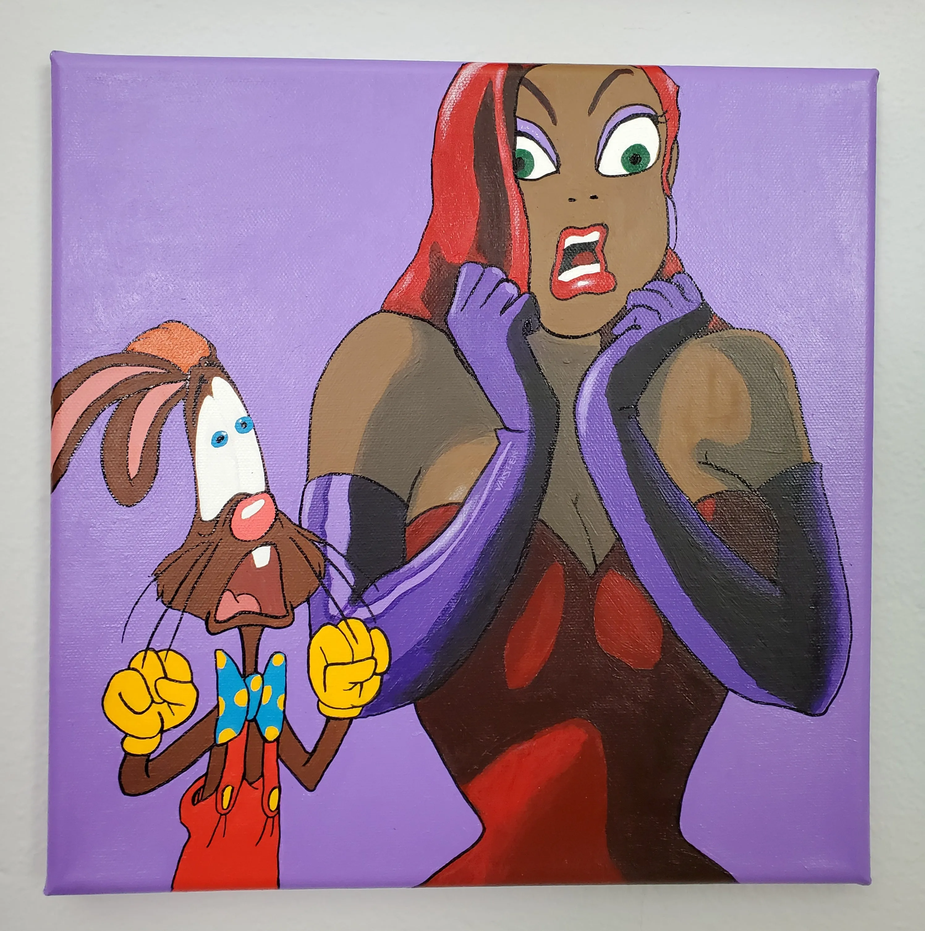 P-P-PLEASE! - Black Roger & Jessica Rabbit portrait art - Original Acrylic Painting - Vakseen Art
