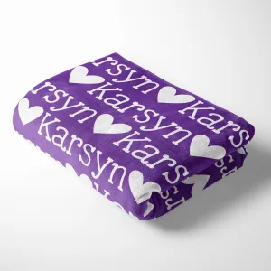 Personalized Kid/Teen Blanket - Name and Heart