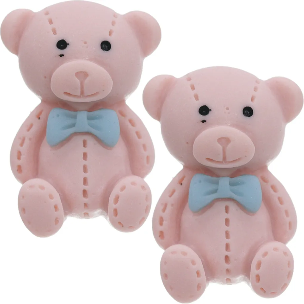 Pink Bow Tie Mini Teddy Bear Earrings