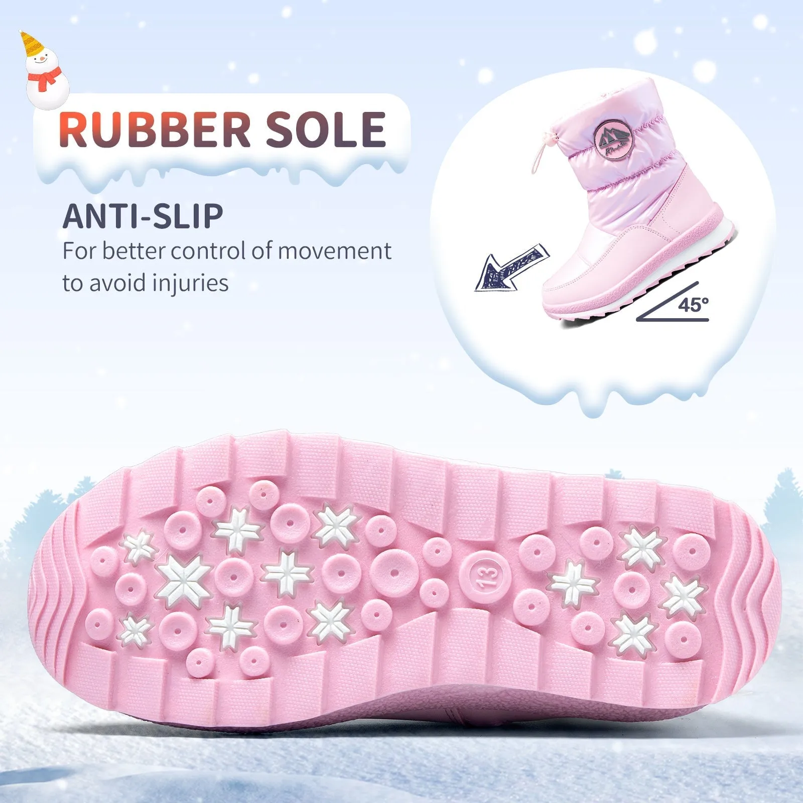 Pink/Purple/White Glossy Winter Waterproof Snow Boots