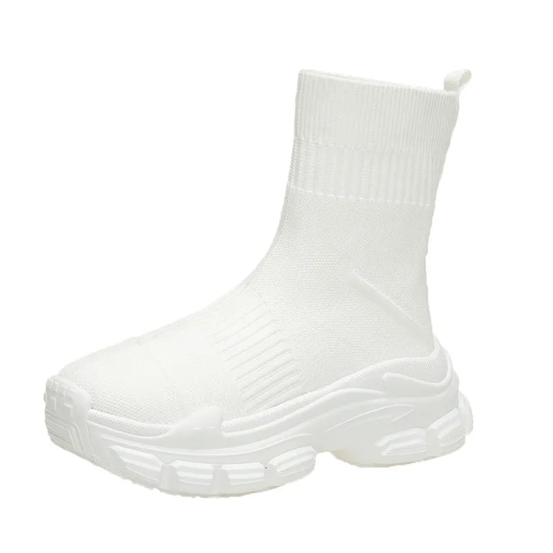 Platform Knitted Sports Casual Shoes And Boots