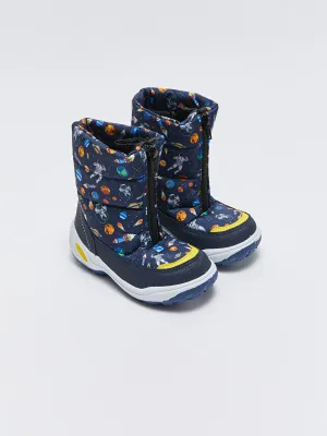Printed Zippered Boy's Snow Boots