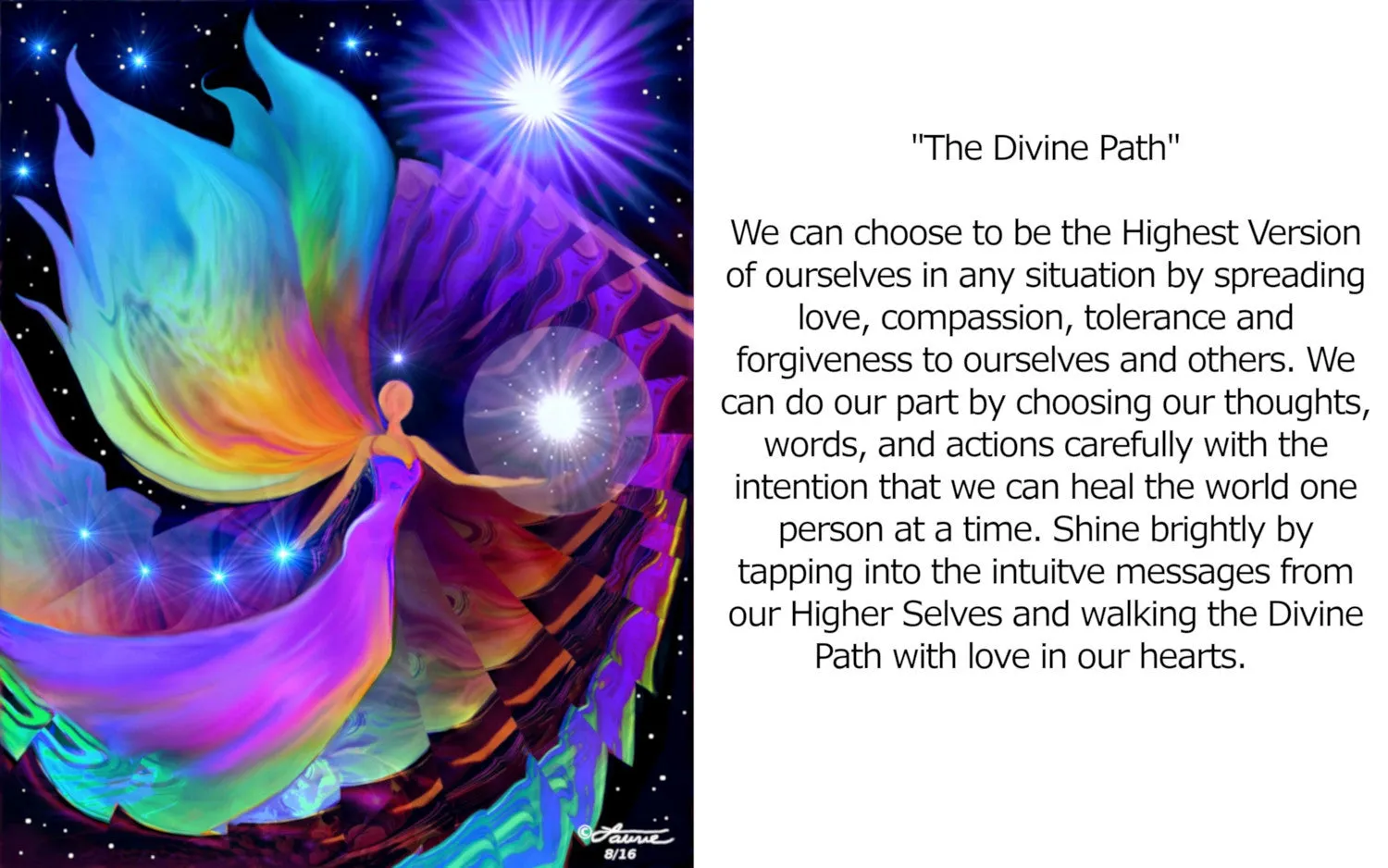 Rainbow Wall Art Stretched Canvas Print, Meditation, Visualization - "The Divine Path"