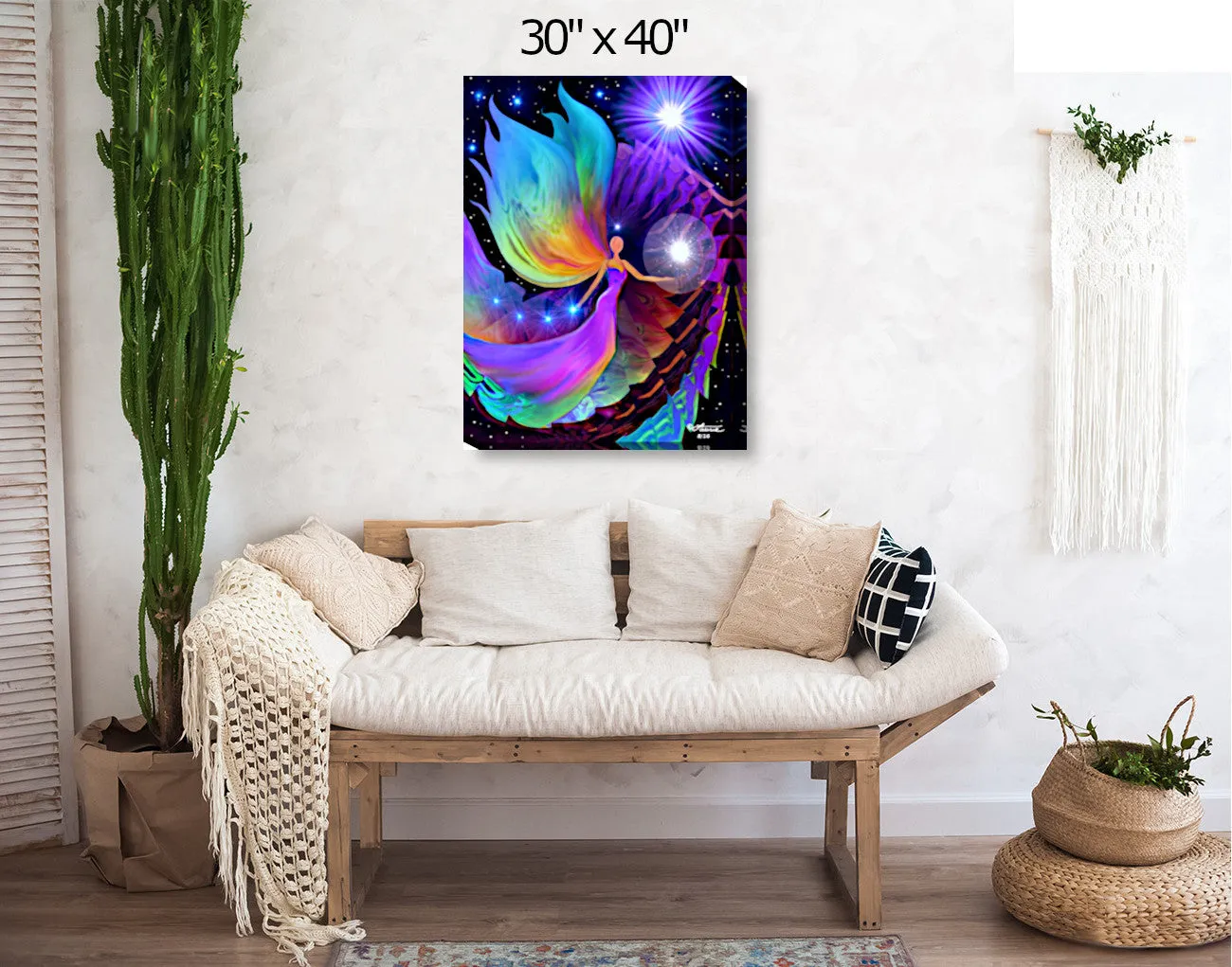Rainbow Wall Art Stretched Canvas Print, Meditation, Visualization - "The Divine Path"