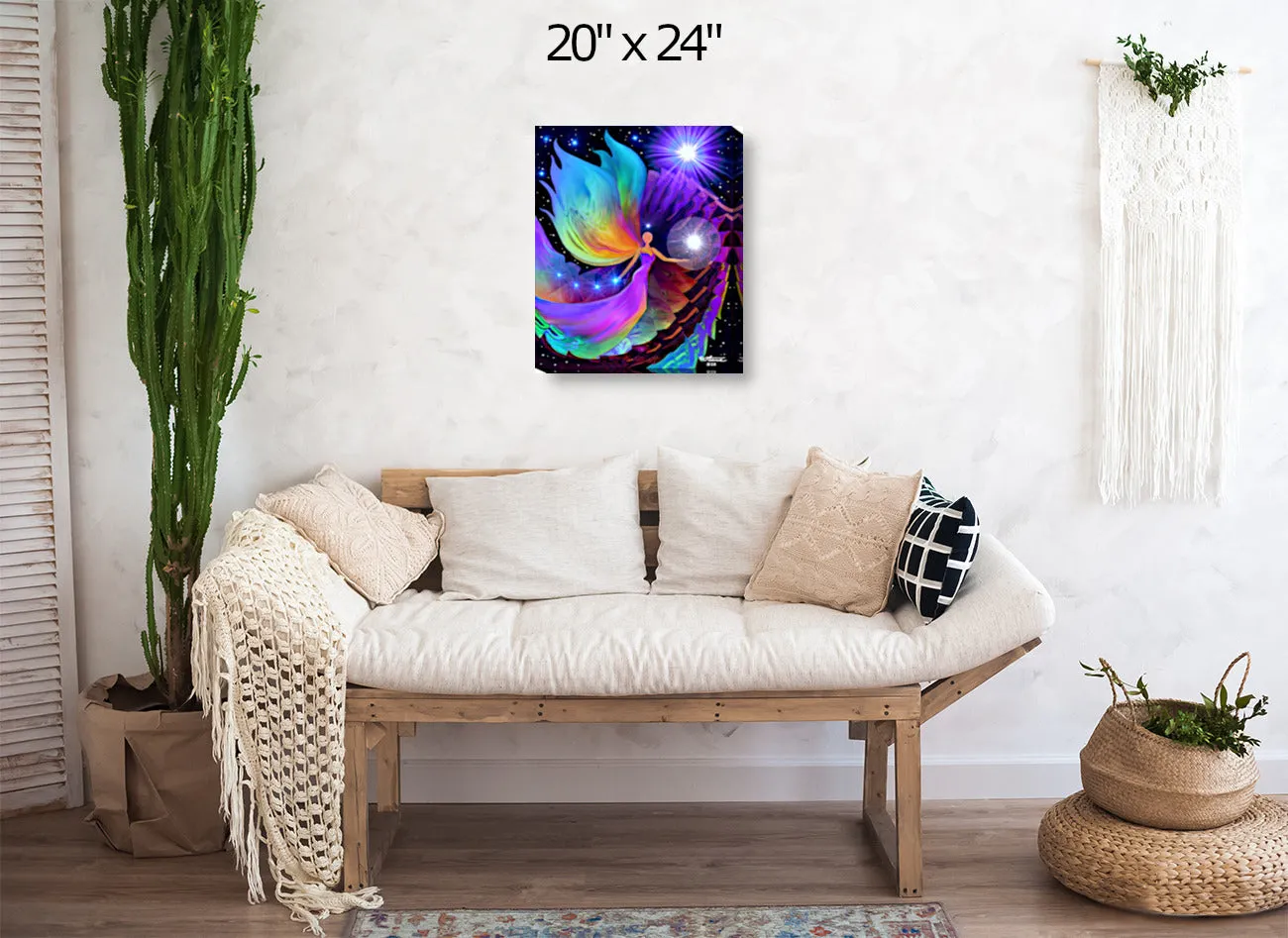 Rainbow Wall Art Stretched Canvas Print, Meditation, Visualization - "The Divine Path"