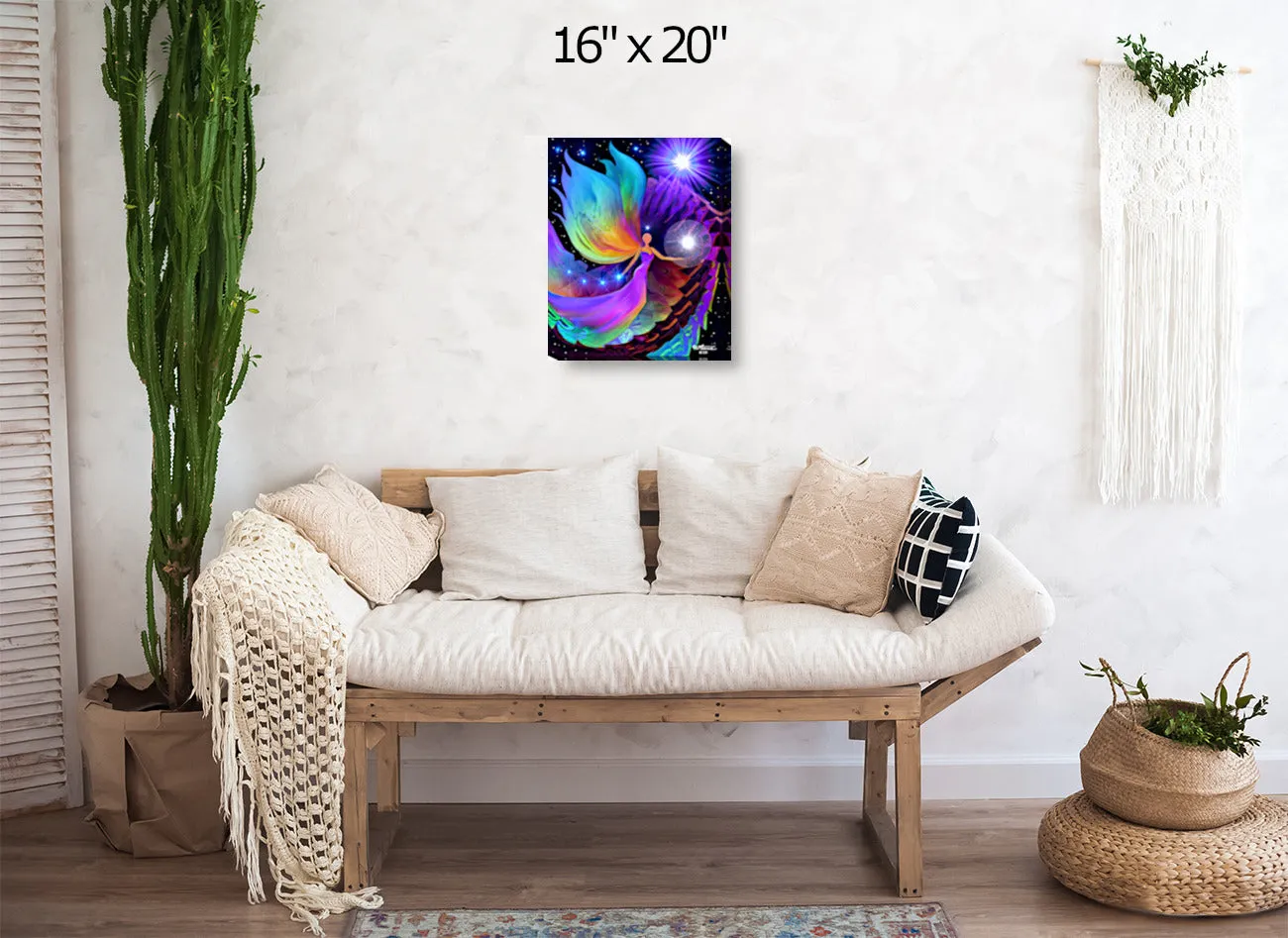 Rainbow Wall Art Stretched Canvas Print, Meditation, Visualization - "The Divine Path"