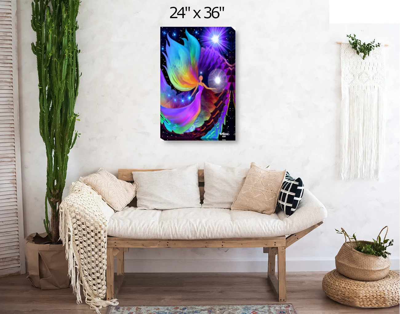 Rainbow Wall Art Stretched Canvas Print, Meditation, Visualization - "The Divine Path"