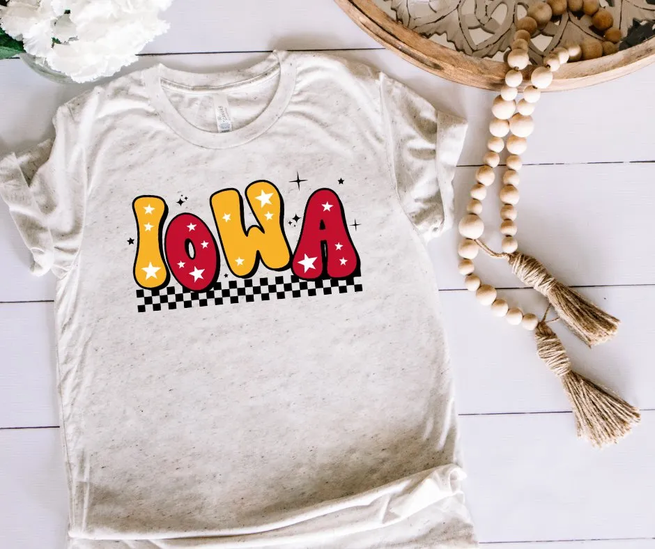 Retro Maroon & Gold Star Iowa Oatmeal Tee