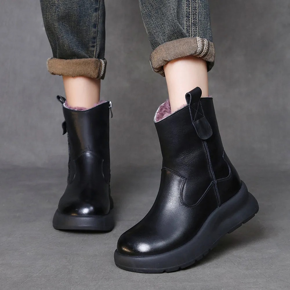 Retro Platform Plush Warm Snow Boots