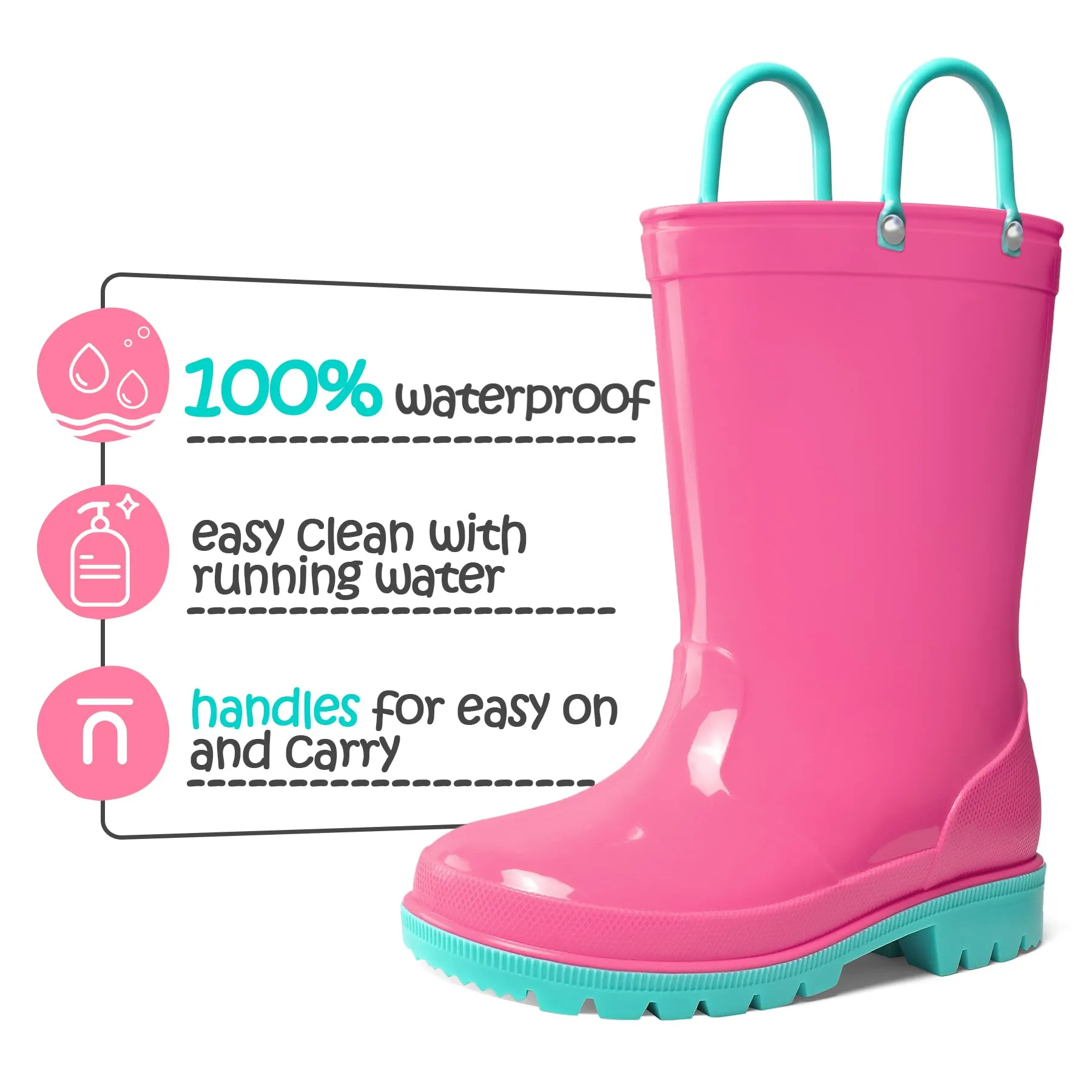 Rubber Rain Boots with Solid Color Panels