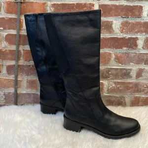 Santana Canada Genuine Leather Black Tall Boots, Size 11M