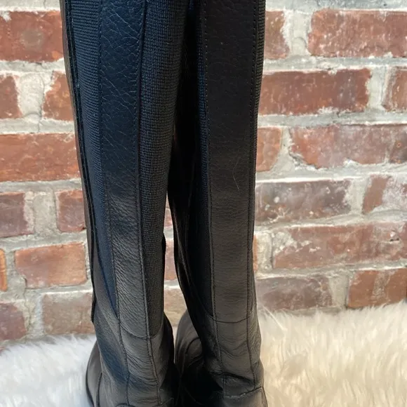 Santana Canada Genuine Leather Black Tall Boots, Size 11M