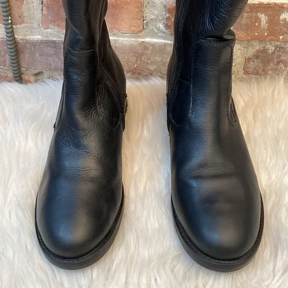 Santana Canada Genuine Leather Black Tall Boots, Size 11M