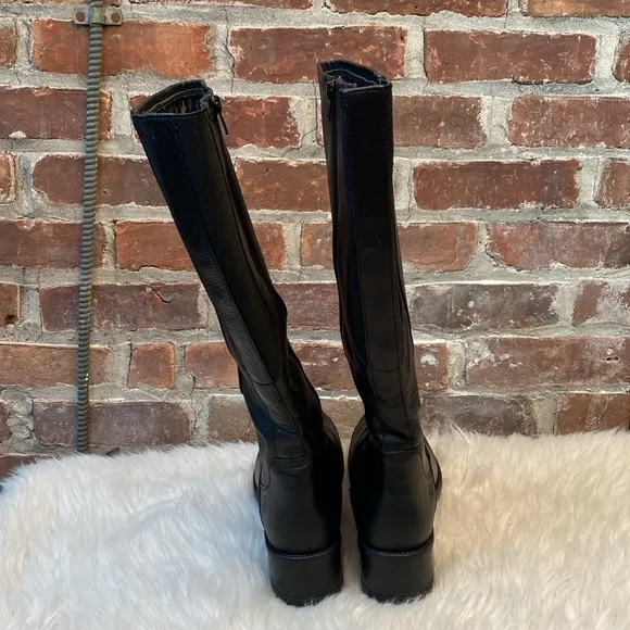 Santana Canada Genuine Leather Black Tall Boots, Size 11M