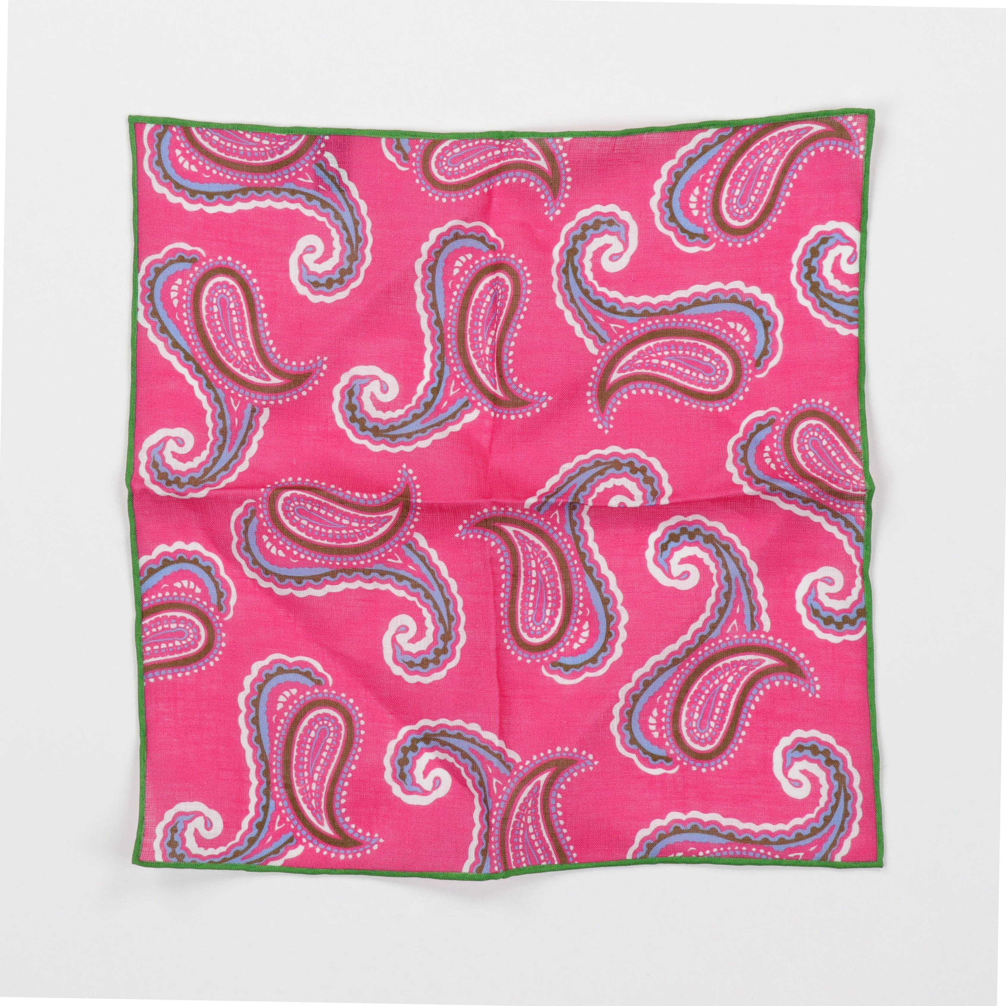 Seaward & Stearn Linen Pocket Square - Pink Paisley