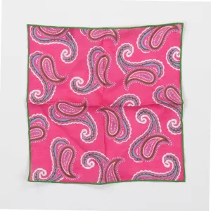 Seaward & Stearn Linen Pocket Square - Pink Paisley