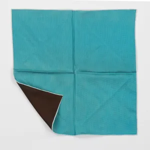 Seaward & Stearn Reversible Pocket Square - Solid Teal/Brown