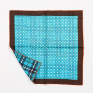 Seaward & Stearn Reversible Pocket Square - Teal Dots/Plaid