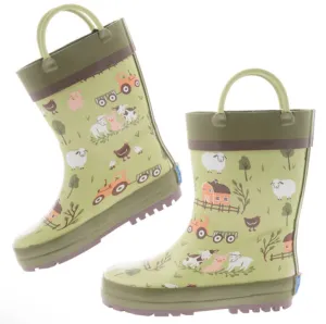 Size 8: Stephen Joseph Rain Boots - FARM - NEW