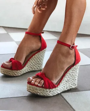 Skala Suede Wedges - Red