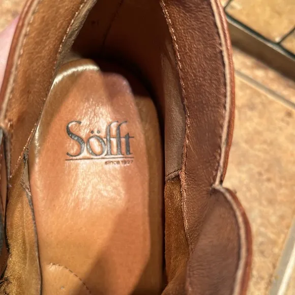Sofft Brown Genuine Leather Wedge Booties