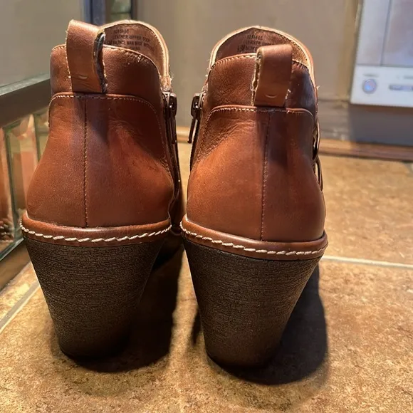 Sofft Brown Genuine Leather Wedge Booties