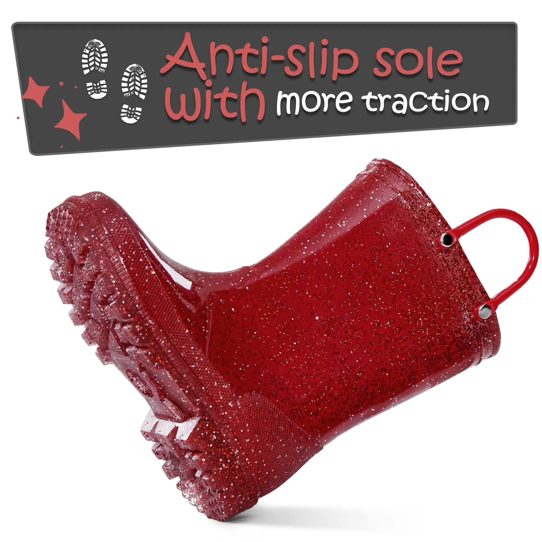 Solid Color Glitter Non-Slip Rubber Rain Boots