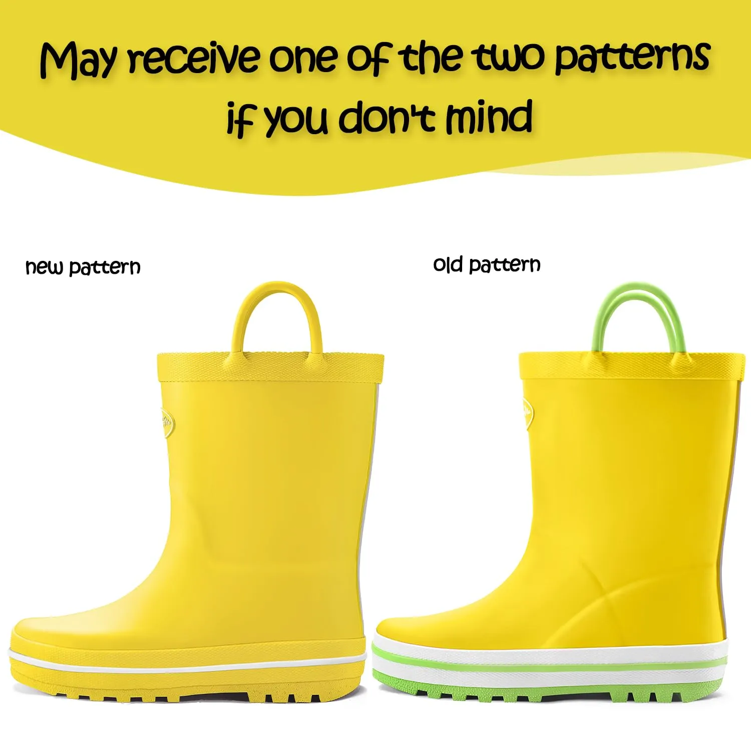 Solid Color Green Handle Rubber Rain Boots