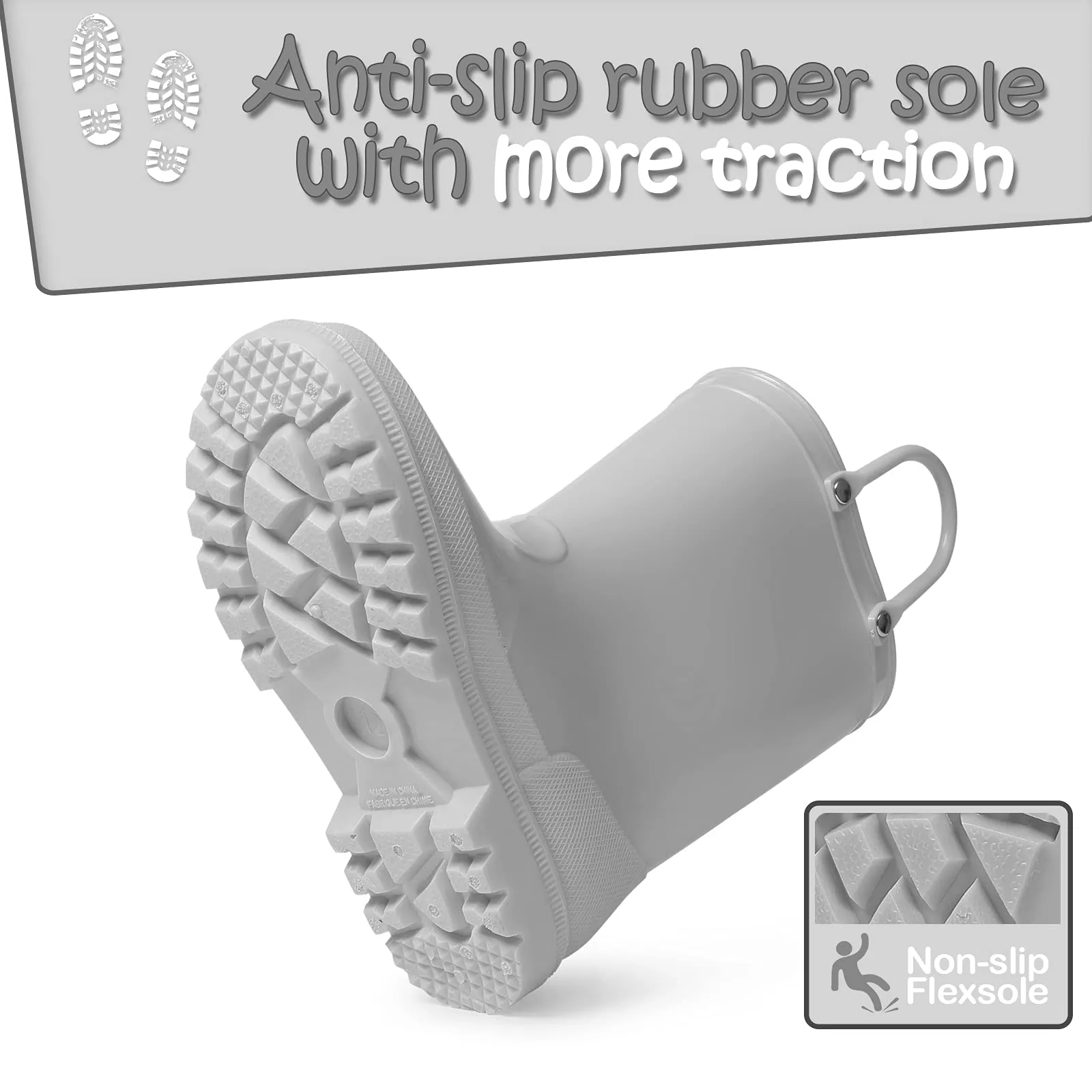 Solid Color Non-Slip Rain Boots With Handle