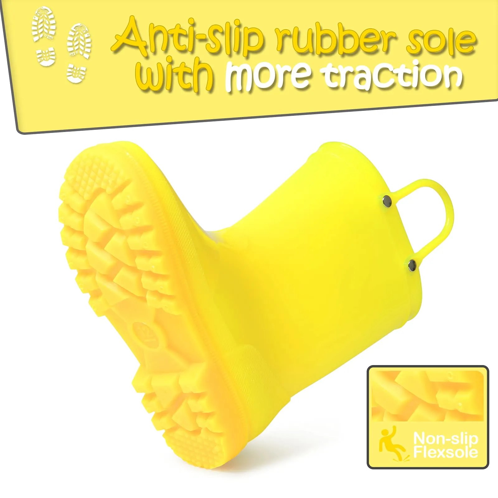 Solid Color Non-Slip Rain Boots With Handle