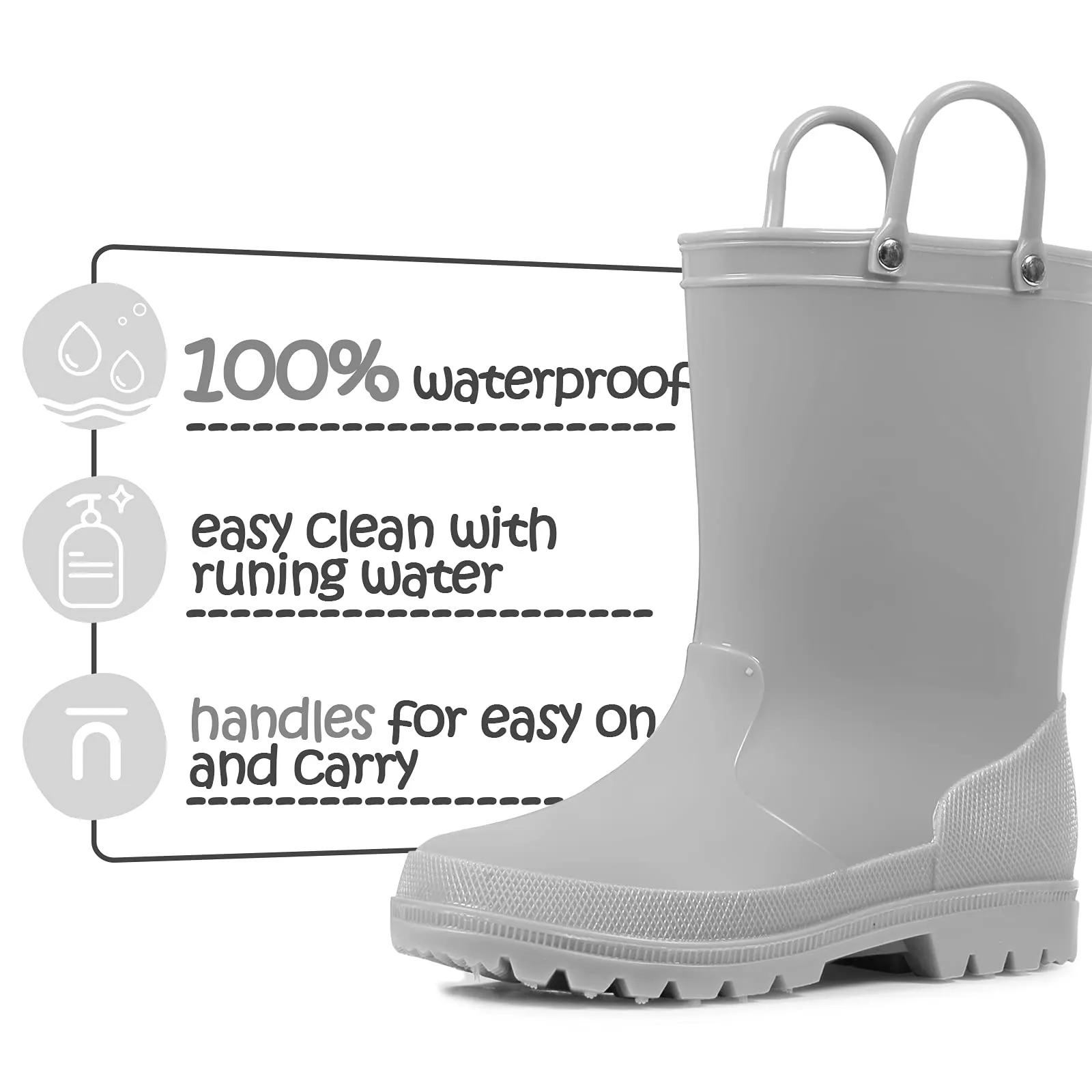 Solid Color Non-Slip Rain Boots With Handle
