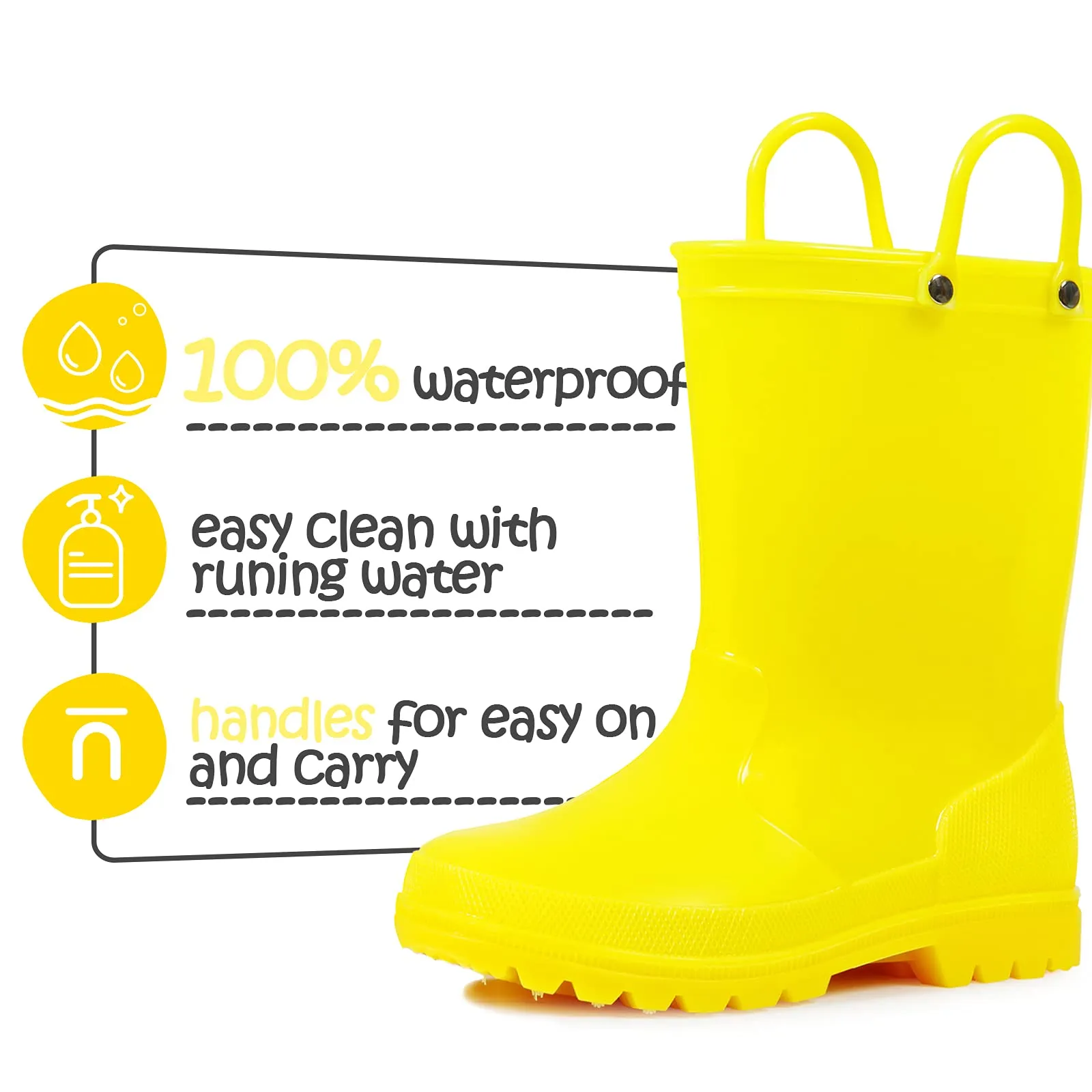 Solid Color Non-Slip Rain Boots With Handle