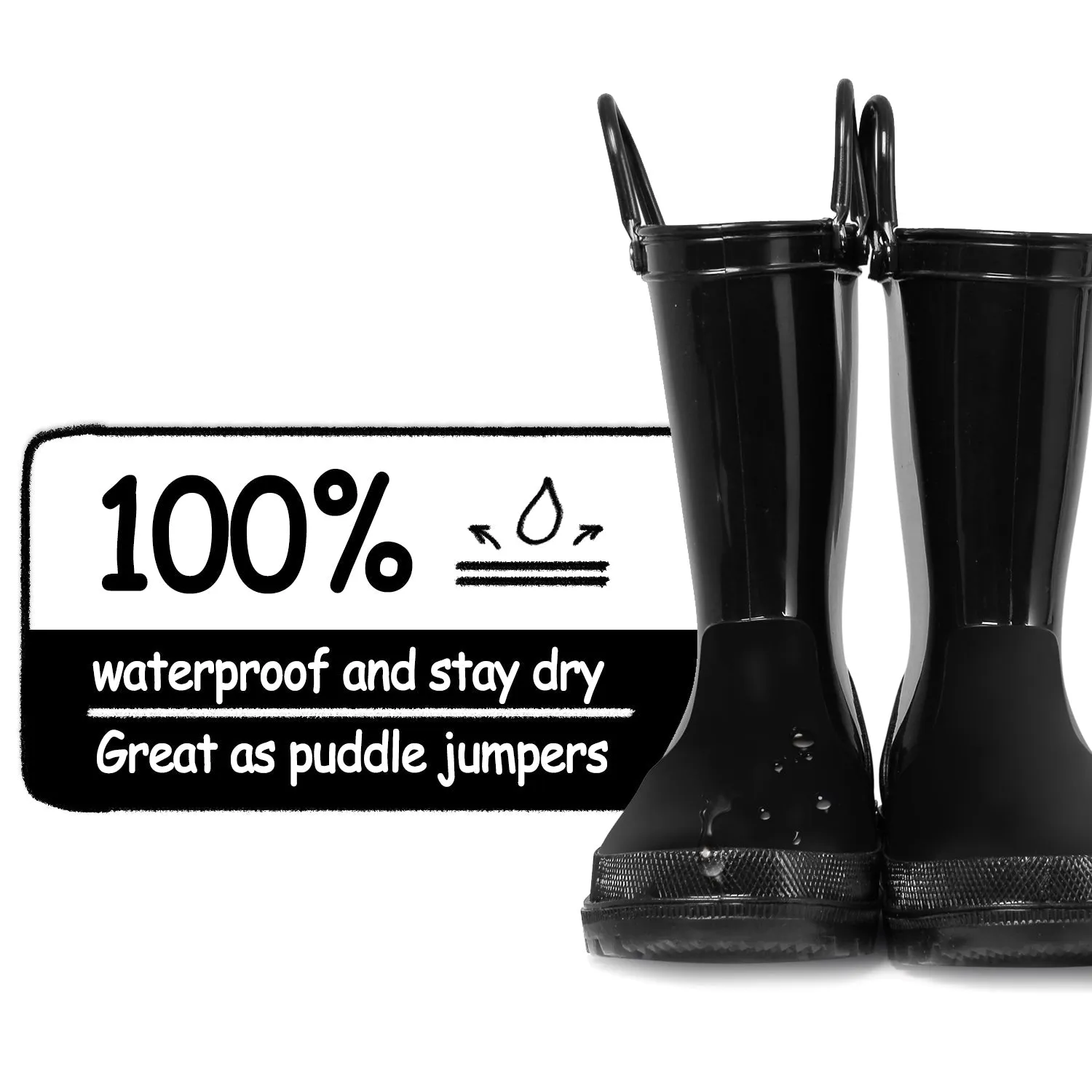Solid Color Non-Slip Rain Boots With Handle