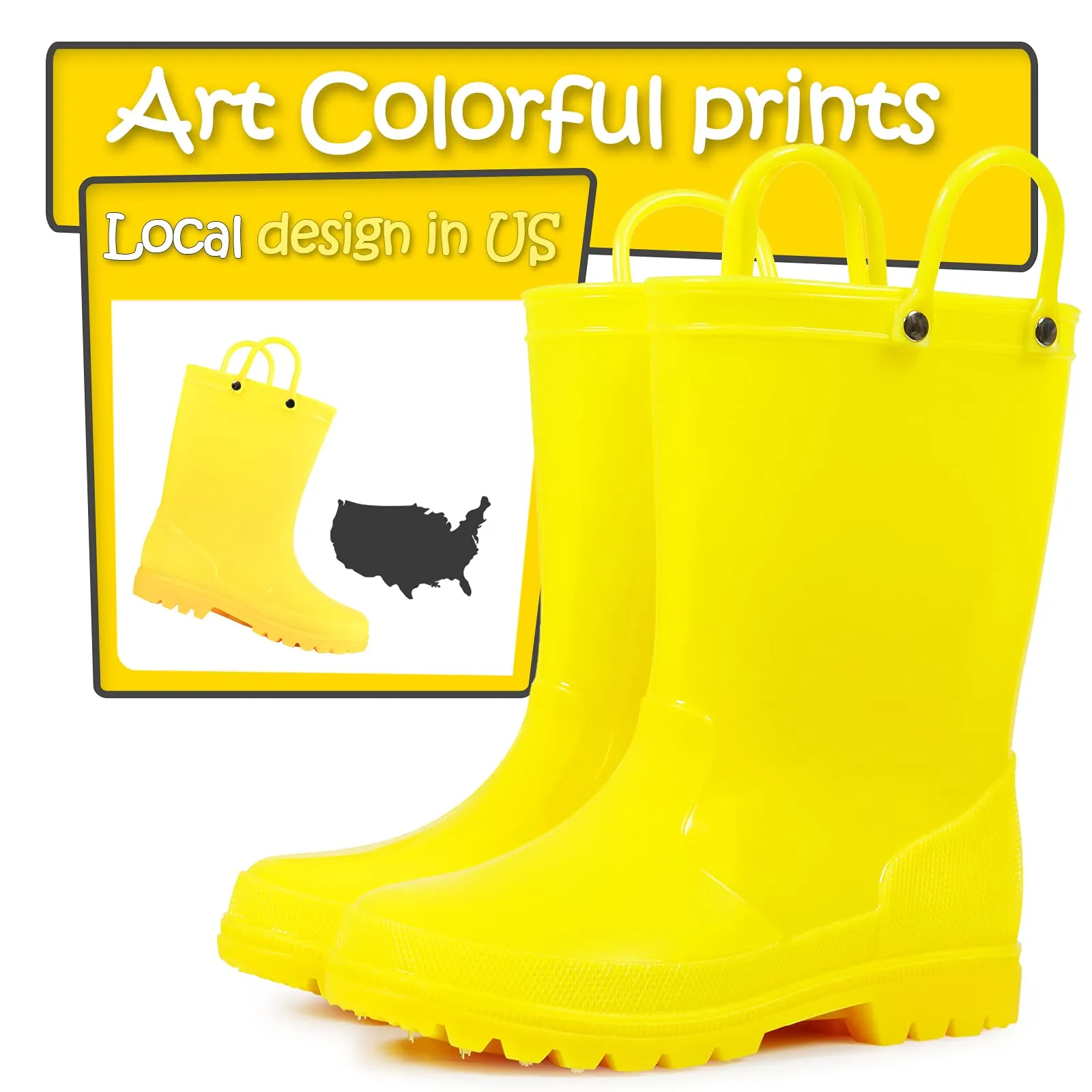 Solid Color Non-Slip Rain Boots With Handle