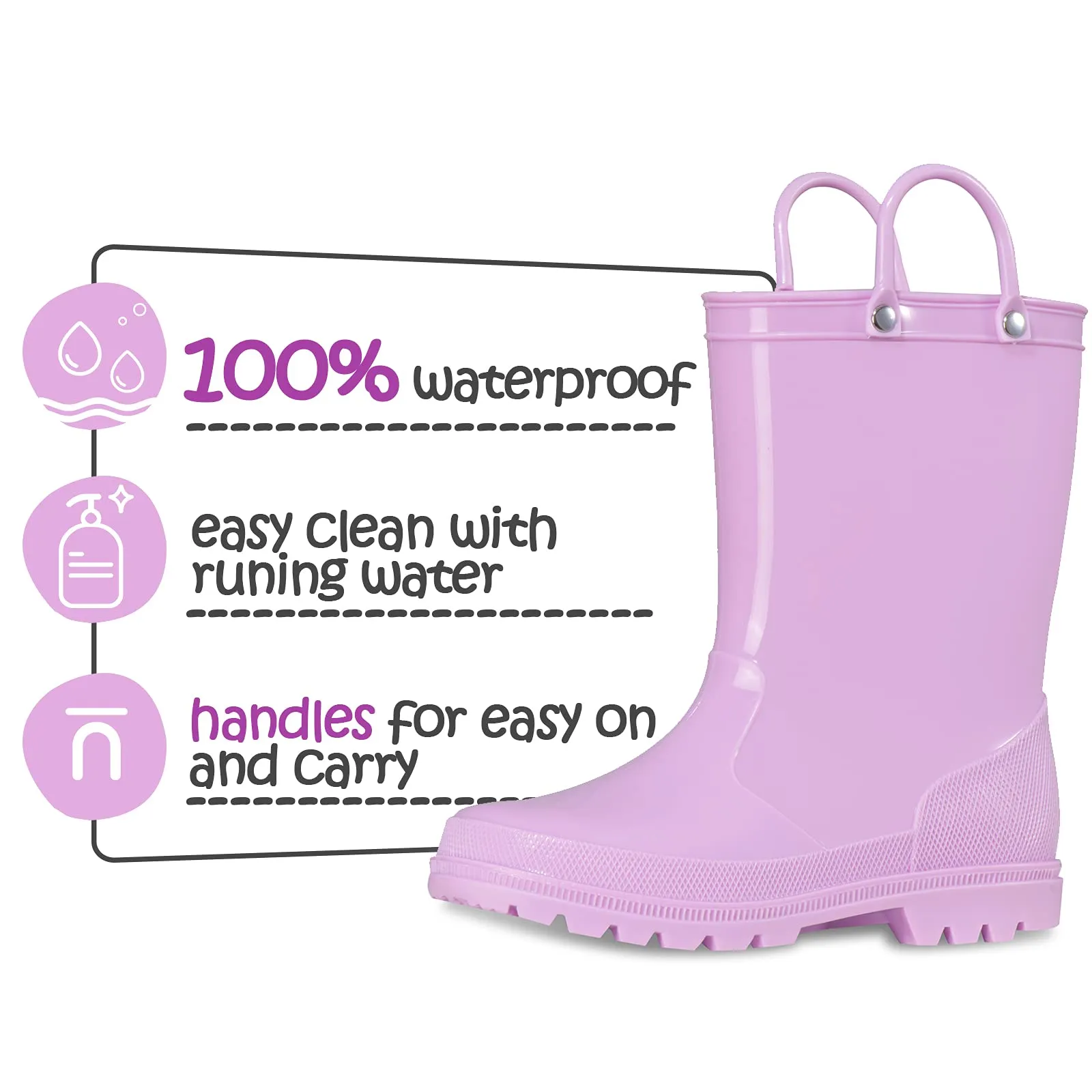 Solid Color Non-Slip Rain Boots With Handle