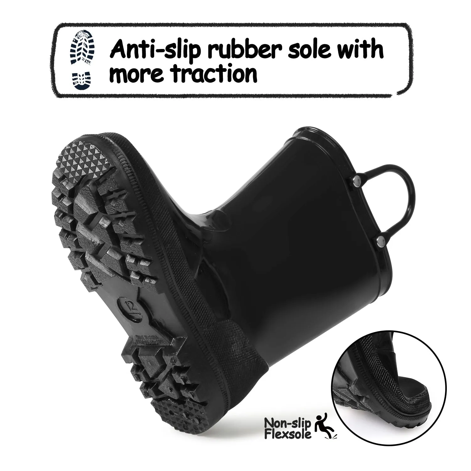 Solid Color Non-Slip Rain Boots With Handle