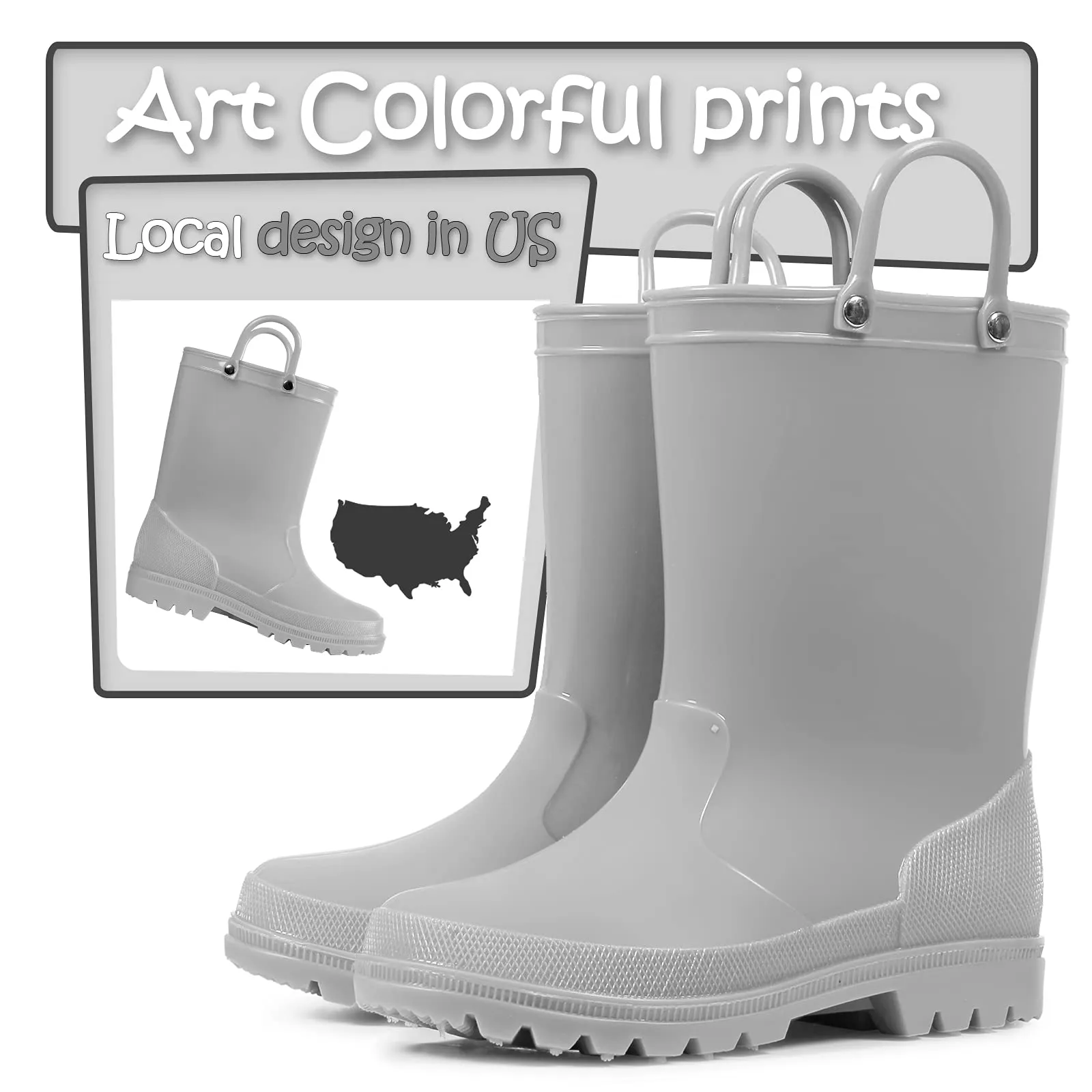 Solid Color Non-Slip Rain Boots With Handle