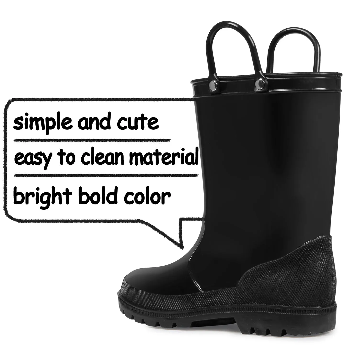 Solid Color Non-Slip Rain Boots With Handle