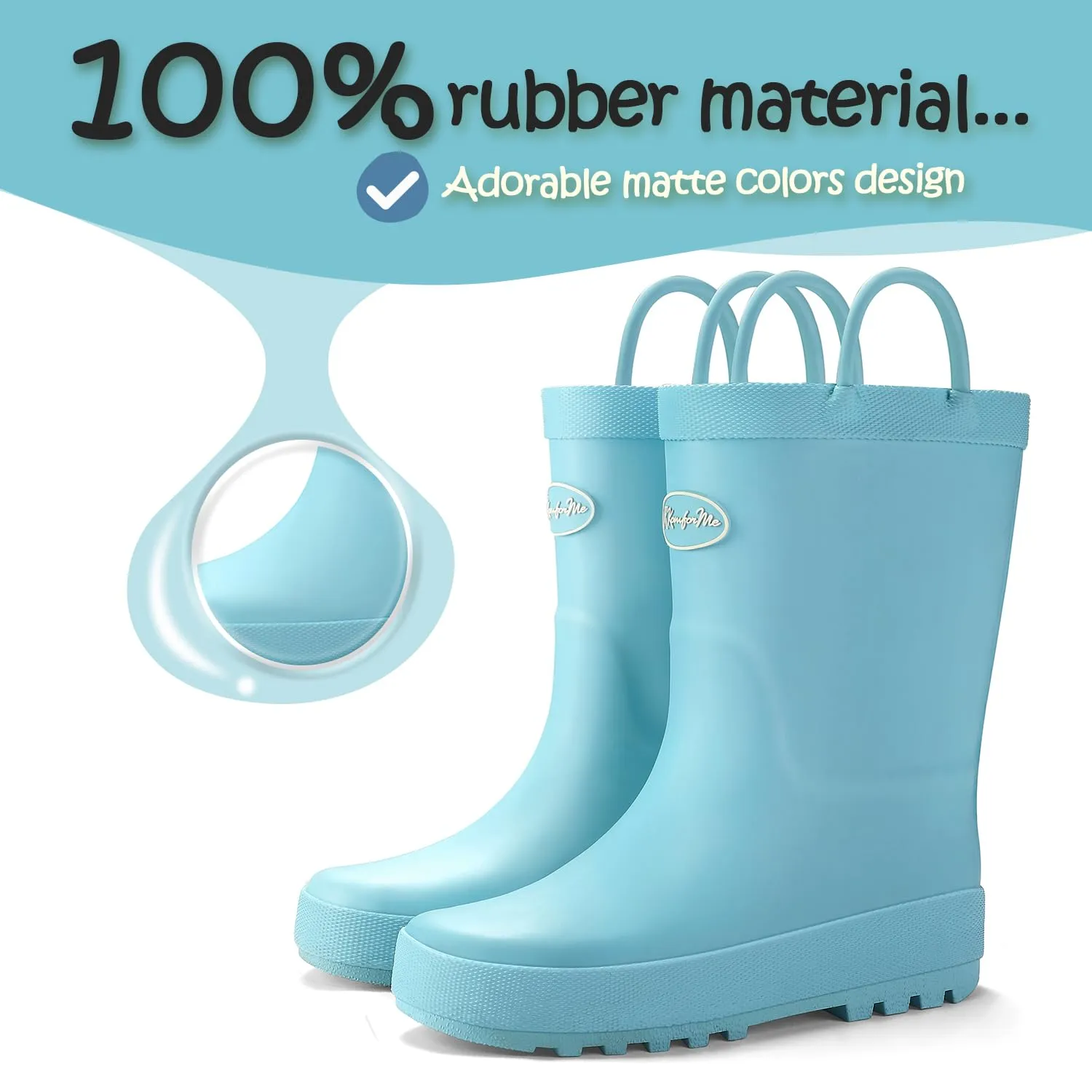 Solid Matte Easy-On Handle Rain Boots