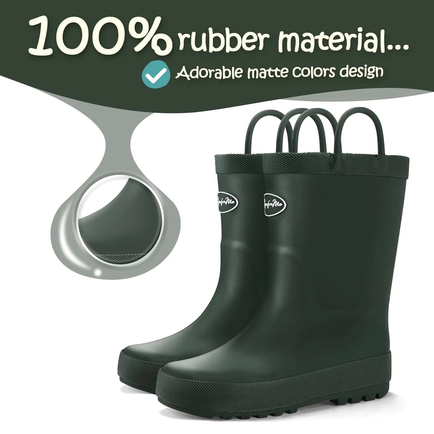 Solid Matte Easy-On Handle Rain Boots