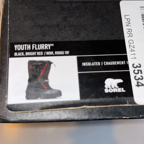 SOREL Flurry Weather Resistant Snow Boot in Black/Bright Red 5