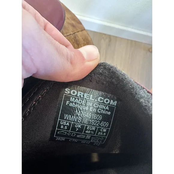 Sorel Medina 8.5 Burgundy Rubber Rain Boot Platform Heel Waterproof Slip On