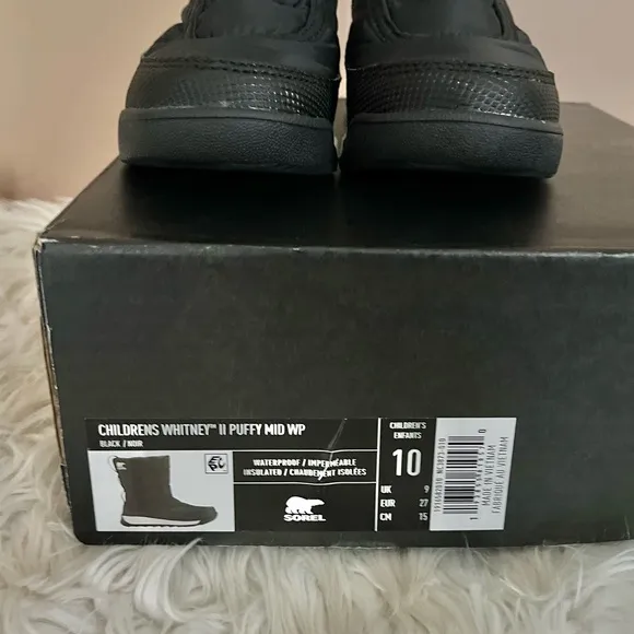 {Sorel} Whitney II Puffy Waterproof Snow Boots in Black - Youth 10