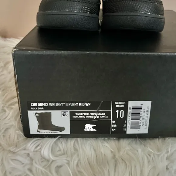 {Sorel} Whitney II Puffy Waterproof Snow Boots in Black - Youth 10