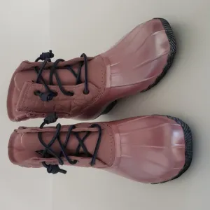 Sperry Kids Saltwater Girls Duck Boot in Blush/Pink Lace-up Zip Up Shoe Size 4