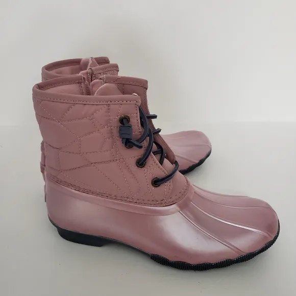 Sperry Kids Saltwater Girls Duck Boot in Blush/Pink Lace-up Zip Up Shoe Size 4