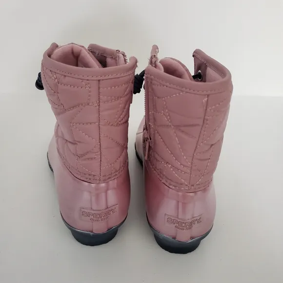 Sperry Kids Saltwater Girls Duck Boot in Blush/Pink Lace-up Zip Up Shoe Size 4