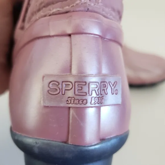 Sperry Kids Saltwater Girls Duck Boot in Blush/Pink Lace-up Zip Up Shoe Size 4