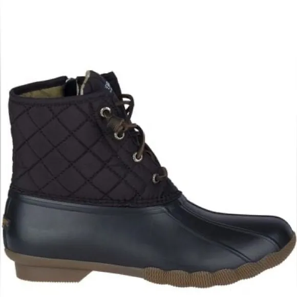 Sperry Saltwater Nylon Quilted Duck Boot Waterproof Lace-Up Rain boot Size 1M